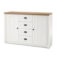 SIDEBOARD Provence Pinie weiß / Eiche hell 130 / 43 / 88cm - Eichefarben/Weiß, Holzwerkstoff/Metall (130/88/43cm) - Feldmann-Wohnen