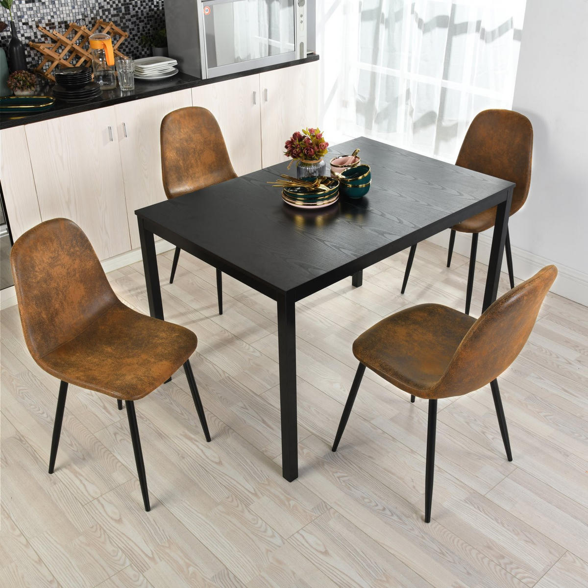 ESSTISCH Composite wood in Schwarz - Schwarz, Holzwerkstoff (160/80/75cm) - Meubles Cosy