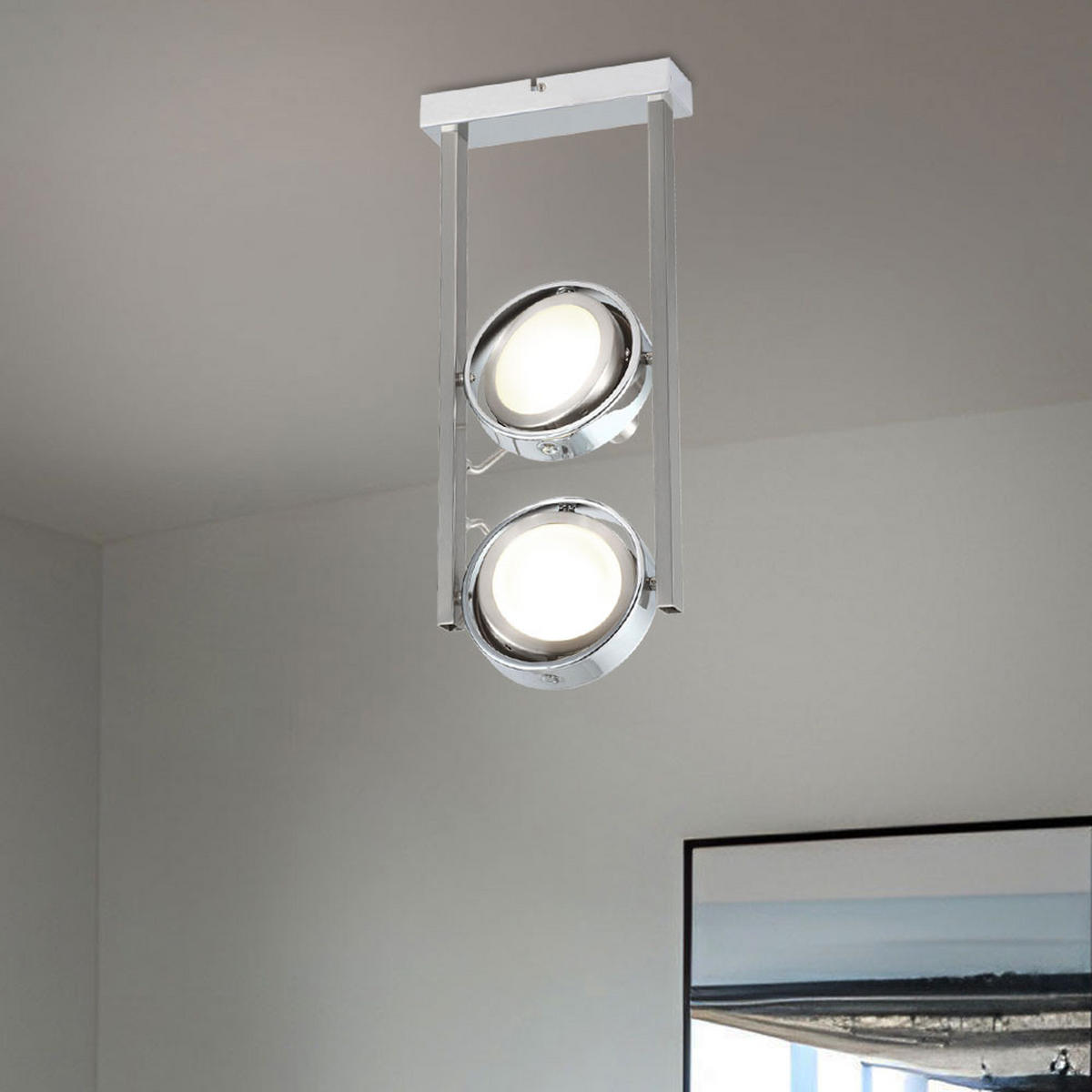 LED DECKENLEUCHTE BARONI Silber matt - Silberfarben, Glas (19.5/19.5/40cm) - Globo Lighting