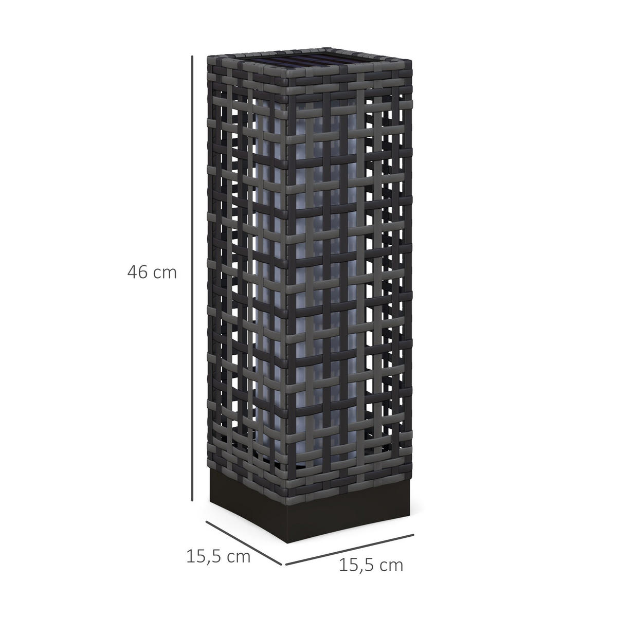SOLARLEUCHTE, für Balkon, Terrasse, Stahl, Grau, 15,5 x 15,5 x 46 cm - Grau, Kunststoff (15.5/15.5/46cm) - Outsunny