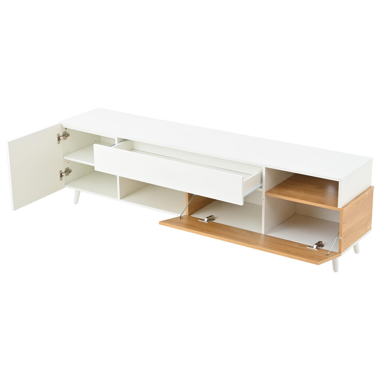 TV-ELEMENT mit Stauraum 180 x 38 x 50 cm Weiß/Natural - Weiß, Holzwerkstoff (38/50/180cm) - Beauniv