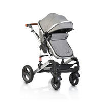 KINDERWAGEN Gala dunkelgrau Tragetasche Sportsitz umbaubar Wickeltasche Sitz umkehrbar - Silberfarben, Metall (95/70/110cm) - Moni