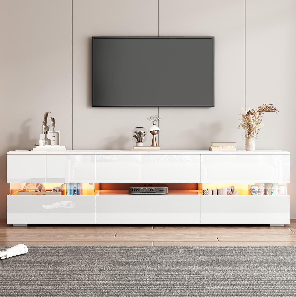 TV-ELEMENT mit LED 160 x 39 x 45 cm Hochglanz Weiß - Weiß, Holzwerkstoff (39/45/160cm) - Beauniv