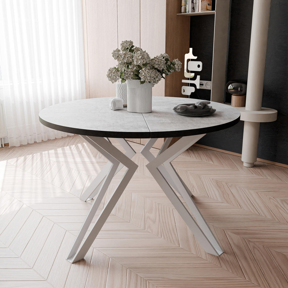 ESSTISCH ausziehbar aus MDF, Grau - Weiß/Grau, Holzwerkstoff (100/100/76cm) - Idohome