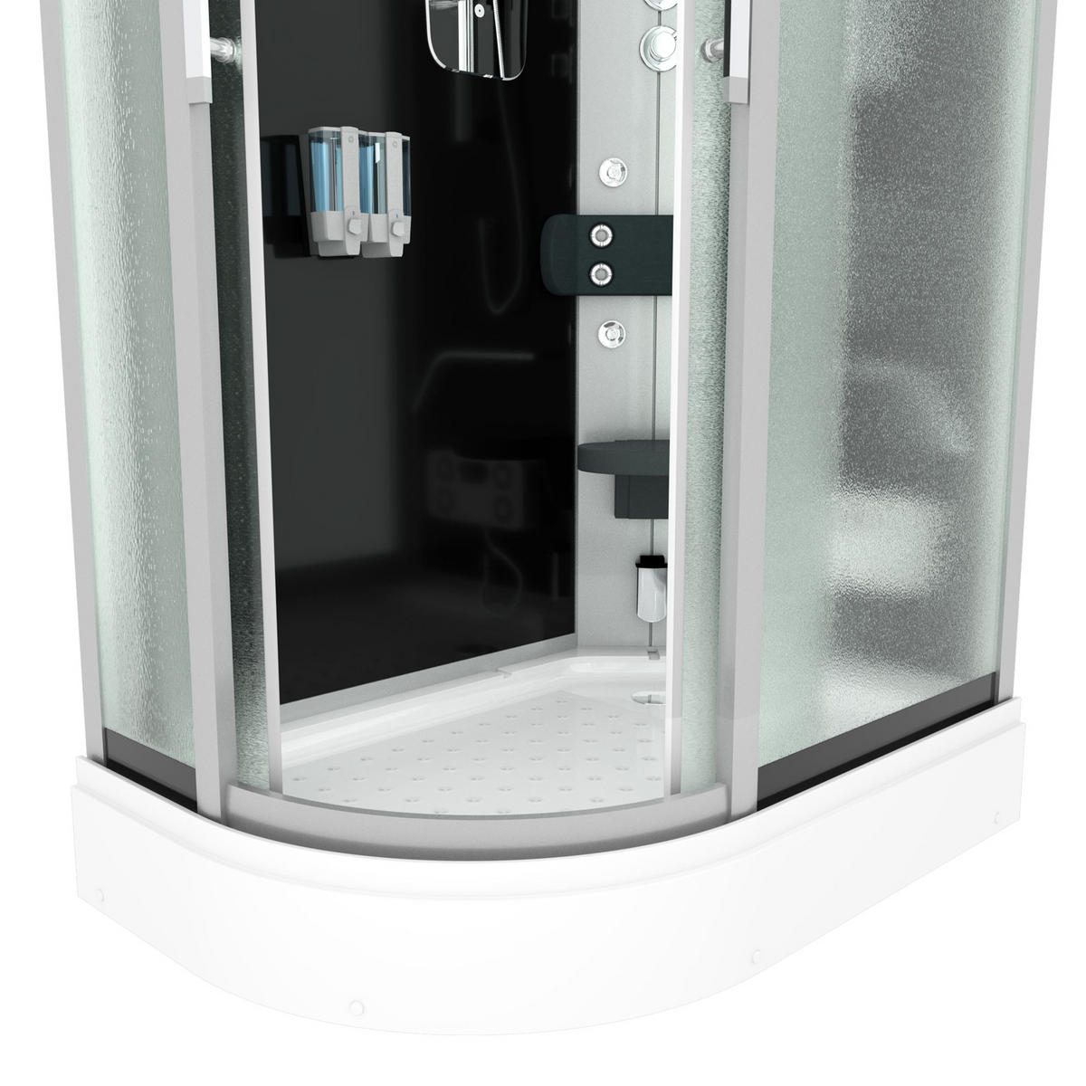 DUSCHE DampfduscheD60-73M3L-EC sw 120x80 - Schwarz, Glas/Kunststoff (120/80/215cm) - AcquaVapore by Sandra Jentho