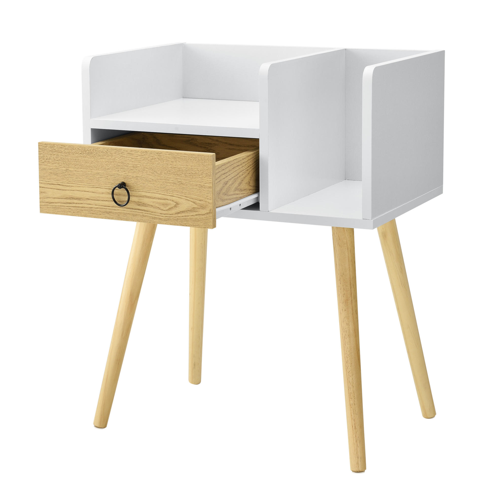 NACHTTISCH Gibbston - Weiß, Holzwerkstoff (50/64/36cm) - [en.casa]