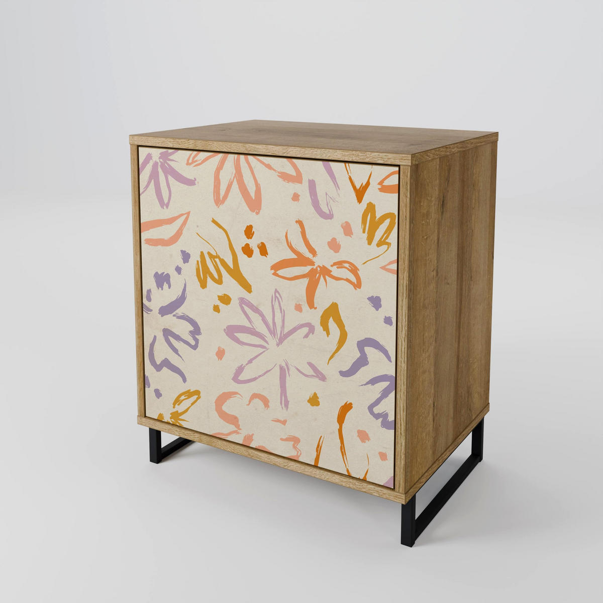 SIDEBOARD SPRING WHIMSY, Eichefarben, 57,5x42x57,5 cm, Ohne Füße - Eichefarben/Multicolor, Holzwerkstoff (57.5/57.5/42cm) - SpaceRebels