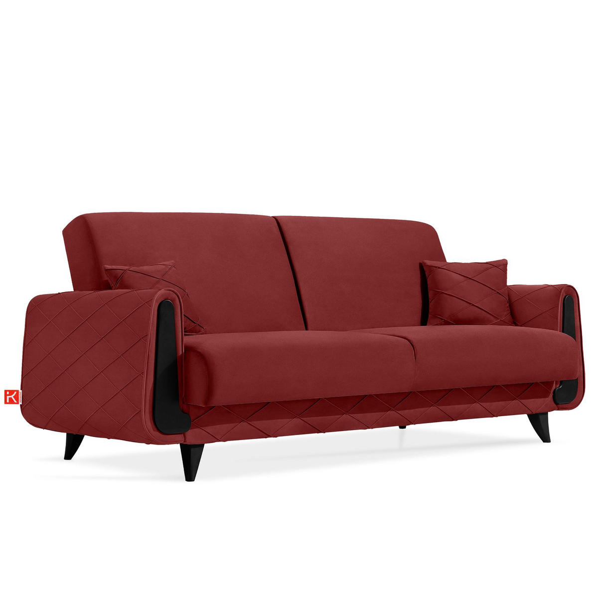 3-SITZER-SOFA GUSTAVO III Sofa 3 Velours, Bordeaux - Bordeaux, Holz/Holzwerkstoff (230/98/98cm) - KONSIMO®