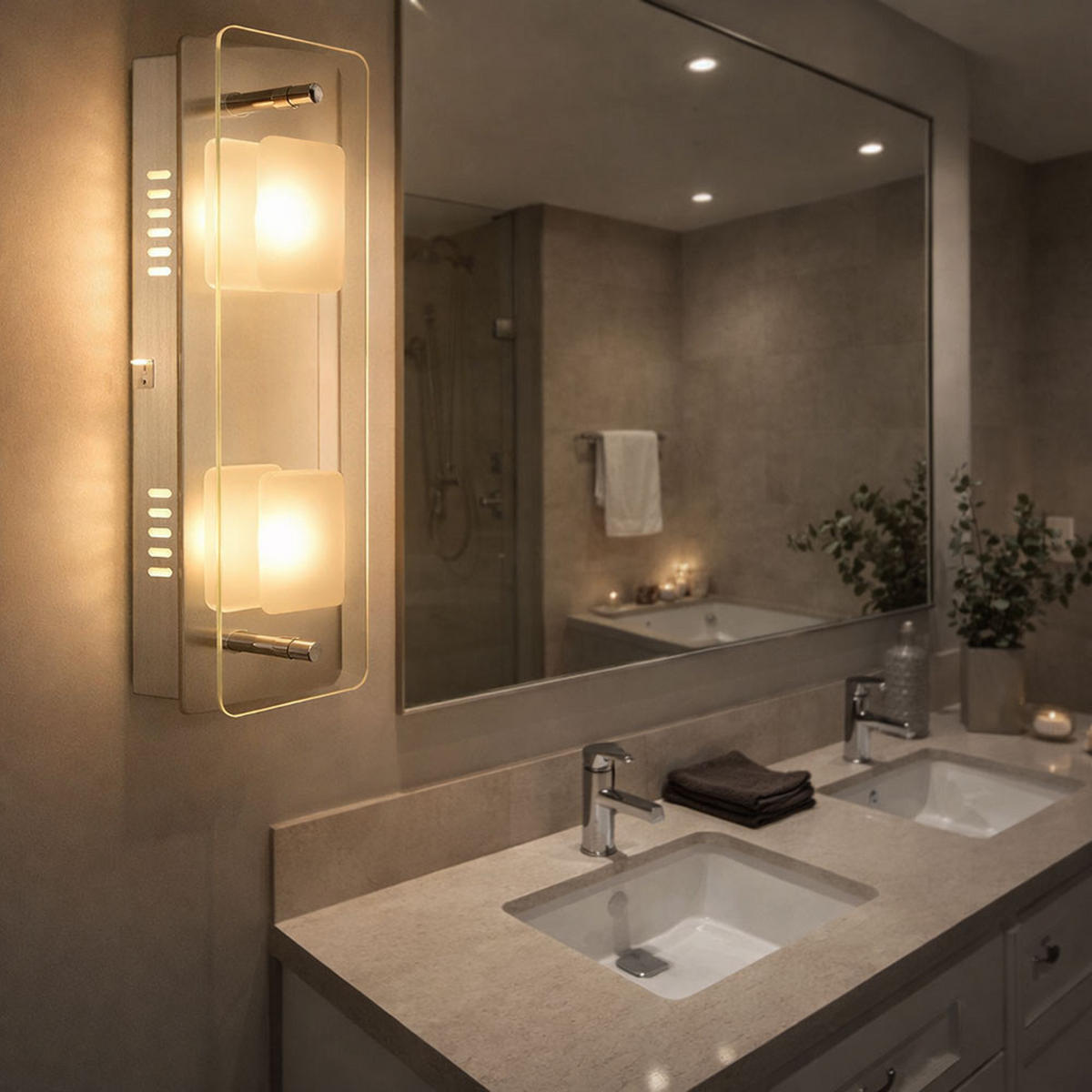 LED WANDLEUCHTE Metall Chrom Silber - Silberfarben, Glas (12/6.2/28cm) - Globo Lighting