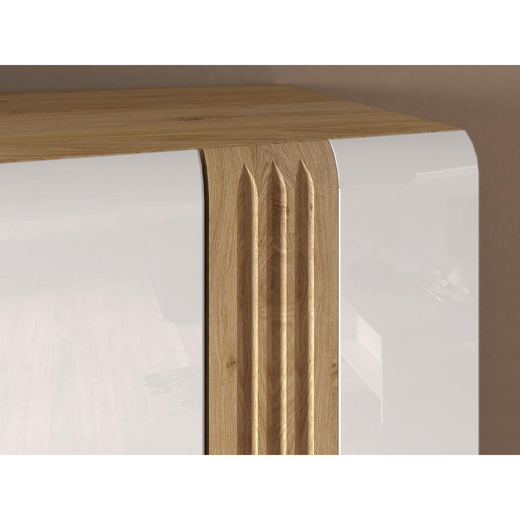 Thumbnail - Feldmann-Wohnen Standvitrine, Weiß, Holz, 5 Fächer, Rechteckig, 65x196x42 cm, Wohnzimmer, Wohnwände, Vitrinenschränke