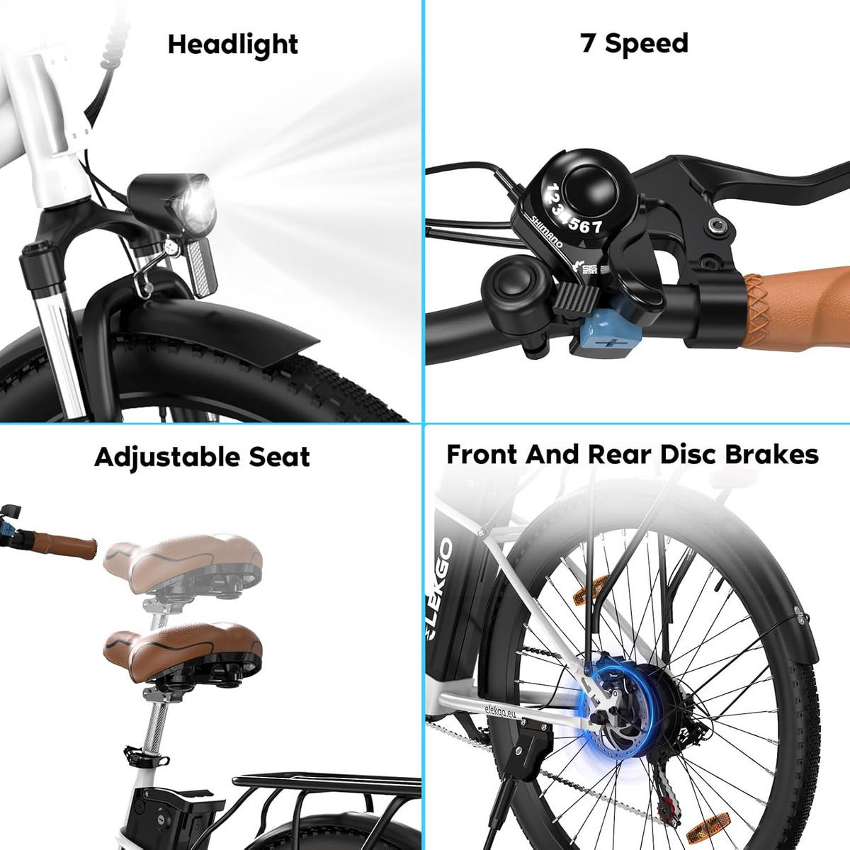 E-BIKE Cityrad EG31 28" für Damen & Herren, 7 Gang, bis zu 90km - Schwarz, Metall (87cm) - ELEKGO