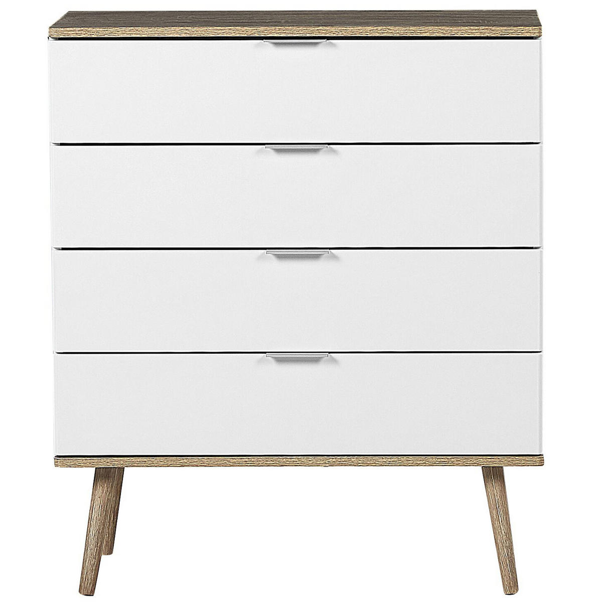 KOMMODE 4 Schubladen weiß/heller Holzfarbton Walpi - Hellbraun/Weiß, Holzwerkstoff (79/93/40cm) - Beliani