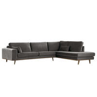 ECKSOFA mit Ottomane - Eichefarben/Dunkelgrau, Eichenholz/Textil (287/219cm) - home24