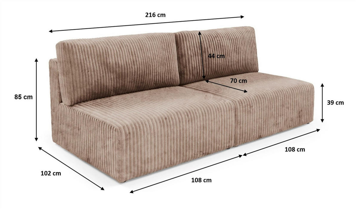 SCHLAFSOFA Natalia Xs - Schwarz, Holzwerkstoff/Textil (216/85/105cm) - Fun Möbel