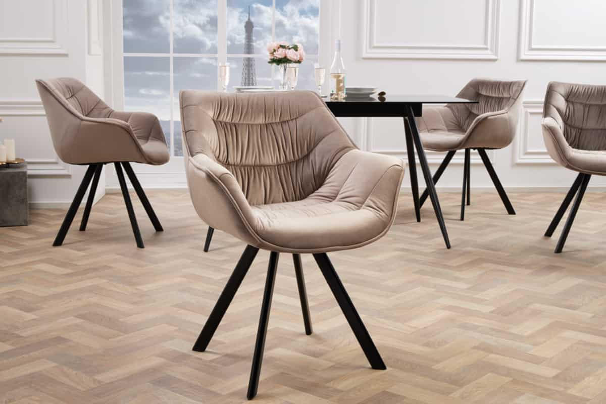 STUHL THE DUTCH COMFORT Samt Greige 80 cm - Champagner/Beige, Textil/Metall (67/82/63cm) - riess-ambiente