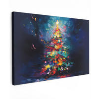 LEINWANDBILD Weihnachtsbaum - Weihnachten - Abstrakt - Farbenfroh Deko Schlafzimmer 30x20 cm - Multicolor, Textil (30/20cm) - MuchoWow