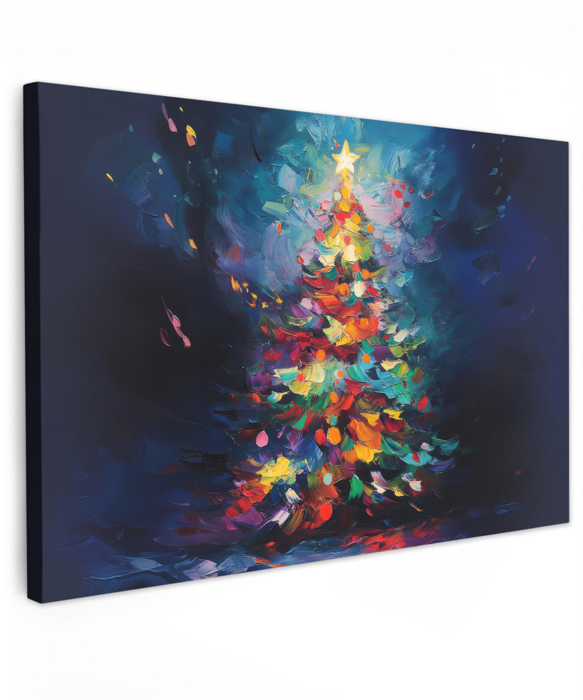 LEINWANDBILD Weihnachtsbaum - Weihnachten - Abstrakt - Farbenfroh Deko Schlafzimmer 30x20 cm - Multicolor, Textil (30/20cm) - MuchoWow