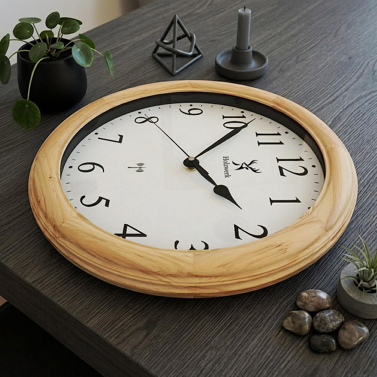 WANDUHR Holz Designer SONNEBERG (FUNK) Loft Wand Uhr, beige - Beige, Glas/Holz (35/35/5.5cm) - Holzwerk