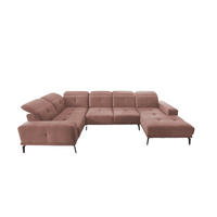 WOHNLANDSCHAFT mit Sitztiefenverstellung, wasserabweisender Nube-Stoff der Spitzenklasse - Schwarz/Rosa, Textil/Metall (350/77/210cm) - Eltap