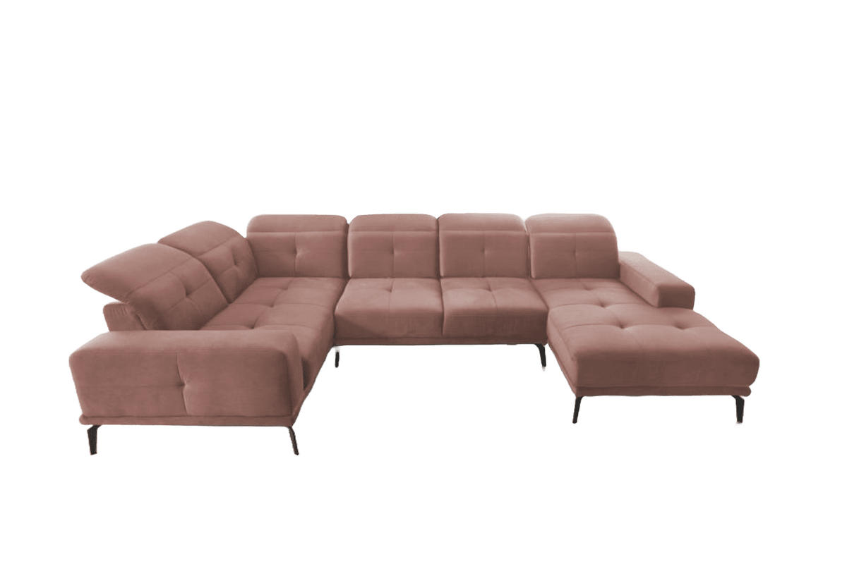 WOHNLANDSCHAFT mit Sitztiefenverstellung, wasserabweisender Nube-Stoff der Spitzenklasse - Schwarz/Rosa, Textil/Metall (350/77/210cm) - Eltap