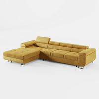 ECKSOFA VEMO CORE PLUS Links Gelb Velours-Stoff mit Schlaffunktion und Bettkasten - Gelb, Holz/Metall (350/205cm) - Barchello