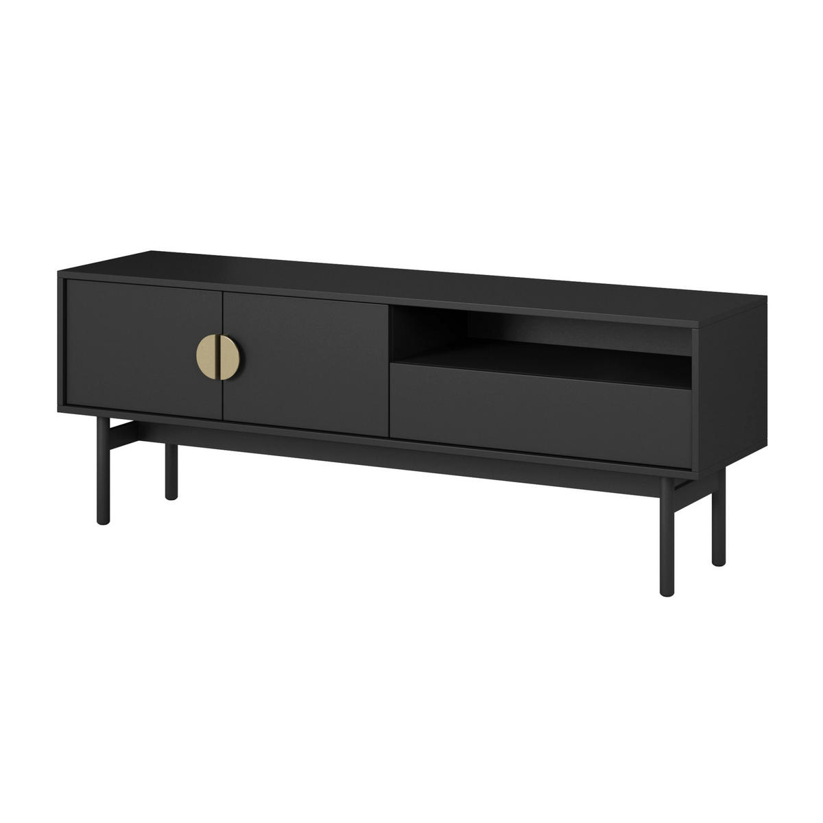 TV-LOWBOARD Stoon II SCHWARZ 154 CM - Goldfarben/Schwarz, Holzwerkstoff/Metall (154/57/38cm) - Selsey