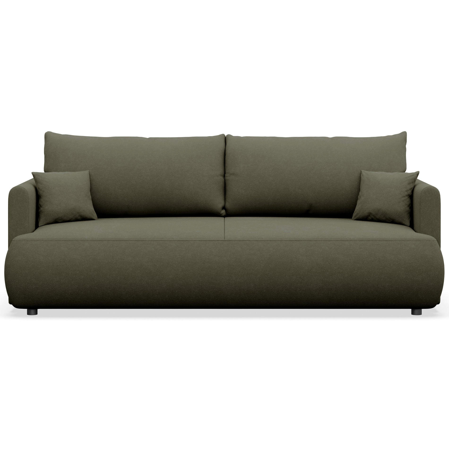 SCHLAFSOFA Ovo Mini Olivgrün Chenille Easy Clean - Schwarz/Olivgrün, Kunststoff/Textil (226/90/97cm) - Selsey