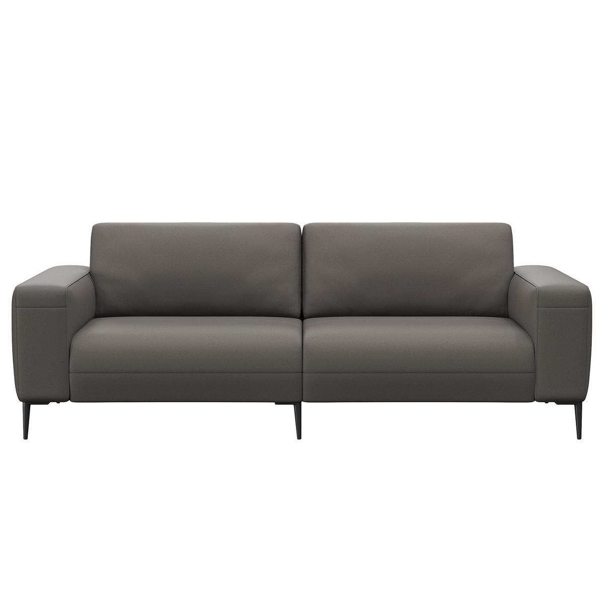 3-SITZER SOFA - Schwarz/Grau, Leder/Metall (225/77/88cm) - home24