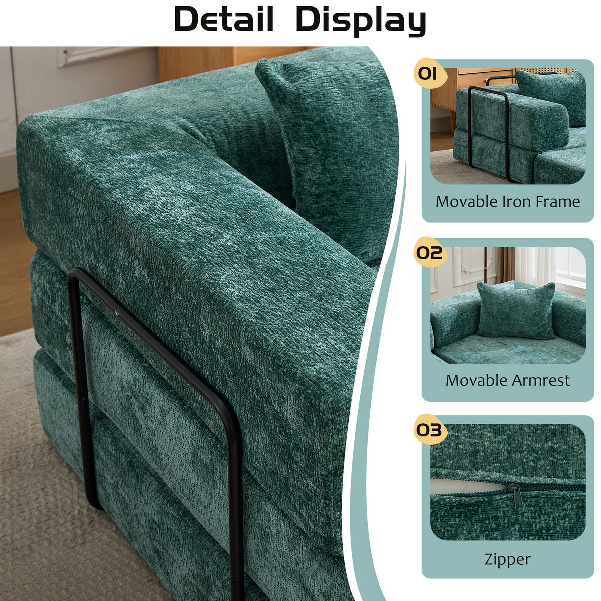 SCHLAFSOFA 2-in-1 faltbar mit Formrahmen, DE-42526, Dunkelgrün - Dunkelgrün, Textil (200/63/100cm) - ComfortXL
