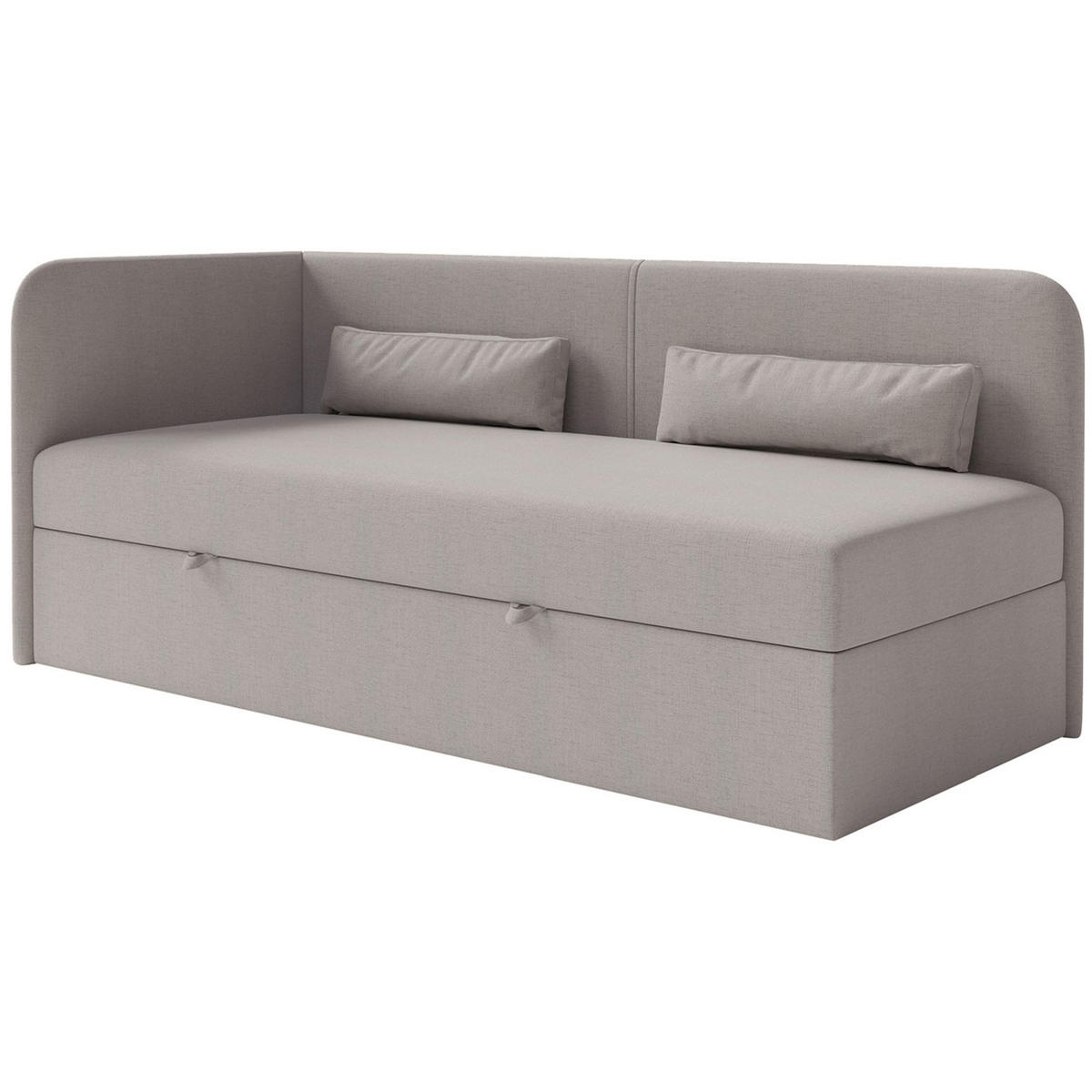 JUGENDBETT Calmmo Dunkelbeige mit Chenille-Bezug, Kopfteil links - Beige, Textil (90/200cm) - Selsey