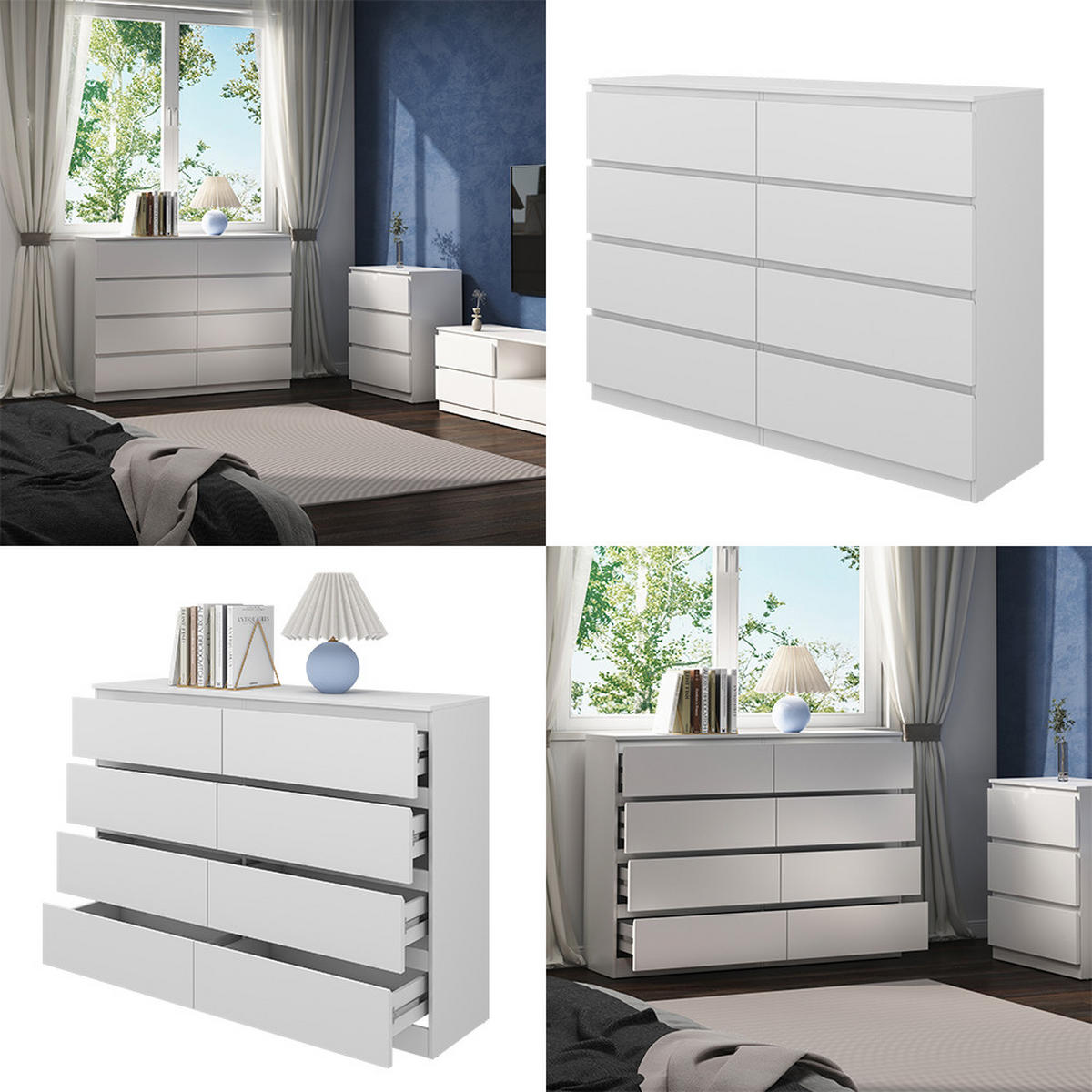 KOMMODE Calisto Weiß 138 x 101.5 cm - Weiß, Holzwerkstoff (39/101.5/138cm) - Vicco