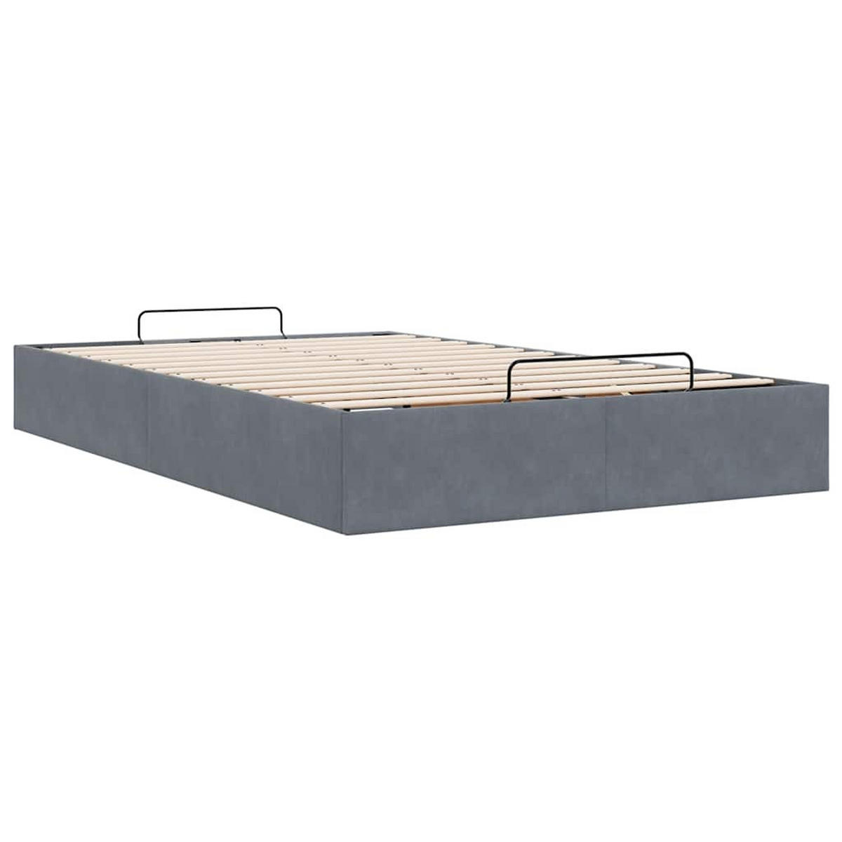 OTTOMAN-BETT Ohne Matratze Dunkelgrau 120/200 Cm Samt - Grau, Textil (120/200cm) - vidaXL