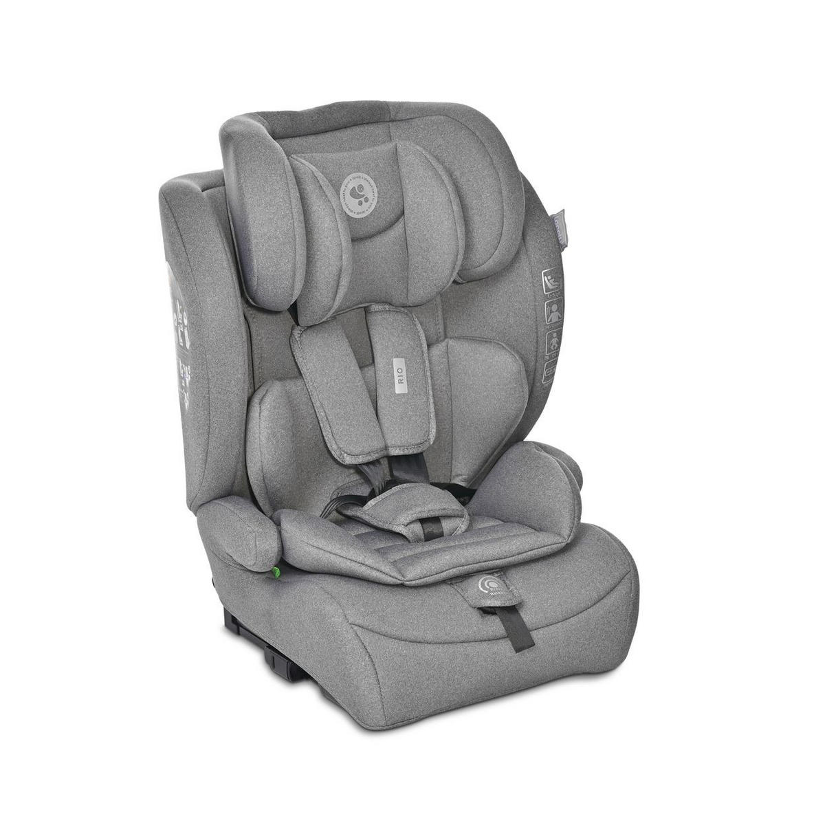 KINDERSITZ i-Size Rio grau (76 - 150 cm) Isofix Top Tether Kissen verstellbar - Grau, Kunststoff (45/60/43cm) - Lorelli