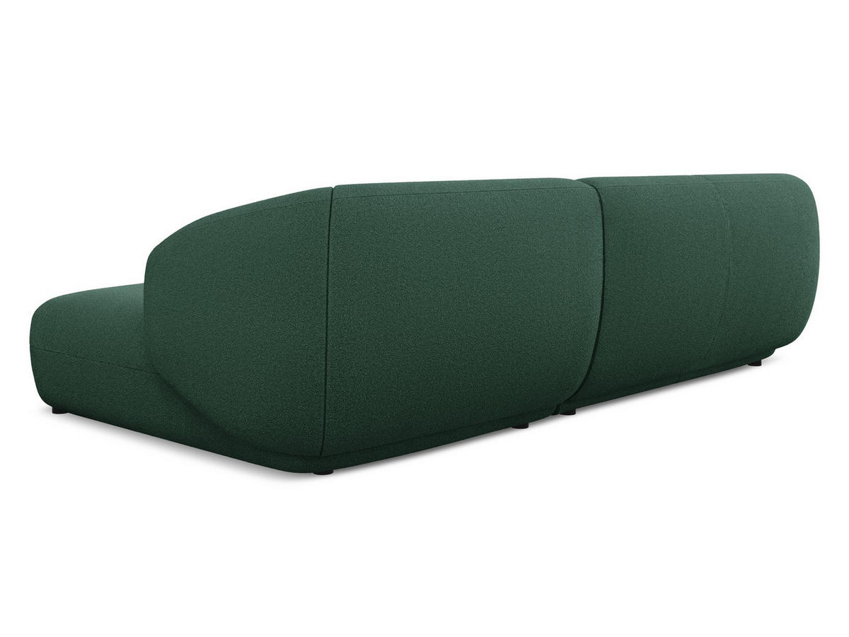 ECKSOFA Rechts Bouclé Stoff Grün - Dunkelgrün/Schwarz, Kunststoff/Textil (280/156cm) - Makamii