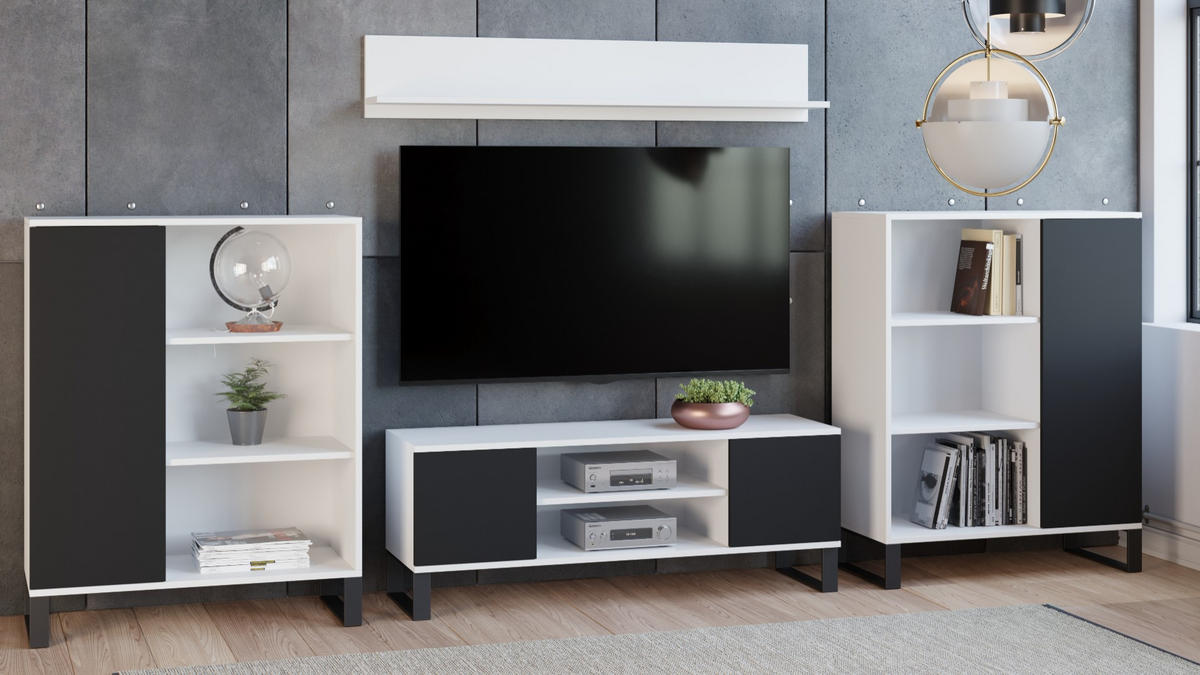 BÜCHERREGAL Fondi - Schwarz/Weiß, Holzwerkstoff (40/116/90cm) - RAUMHIRSCH FURNITURE