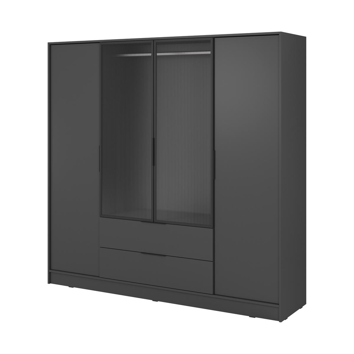 DREHTÜRENSCHRANK CATERINA 206/200/51 cm 4-türig Graphitfarben - Graphitfarben, Holzwerkstoff (206/200/51cm) - MASSENO