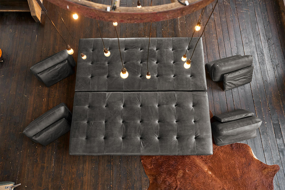 MODULSOFA WIOLO Grau Leder - Silberfarben/Grau, Leder (350/83/240cm) - KAWOLA