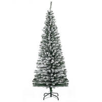 WEIHNACHTSBAUM DE-41546 Bleistift-Kiefernbaum 180 cm, Schnee, 492 Spitzen - Grün, Kunststoff (180cm) - ComfortXL
