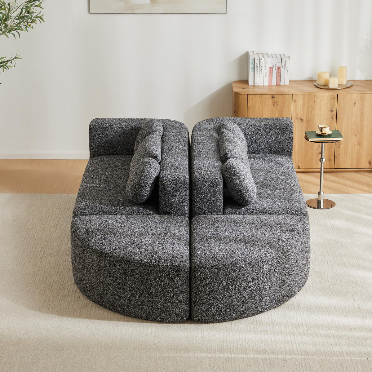 SCHLAFSOFA Schwarz Cloud Couch Chenille Schlaffunktion 292cm - Schwarz, Textil (165/68/292cm) - FLIEKS
