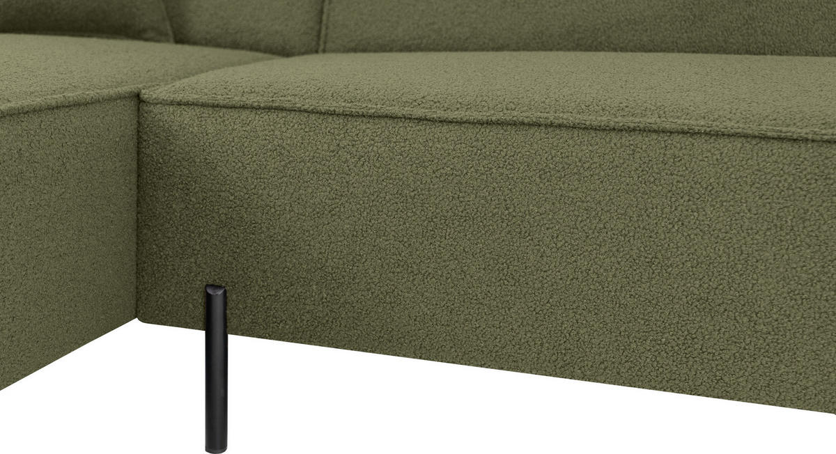ECKSOFA Hana Loft 3-Sitzer Ecke Links, Boucle, Grün 241/80/168 cm - Schwarz/Grün, Textil/Metall (241/168cm) - WFL GROUP