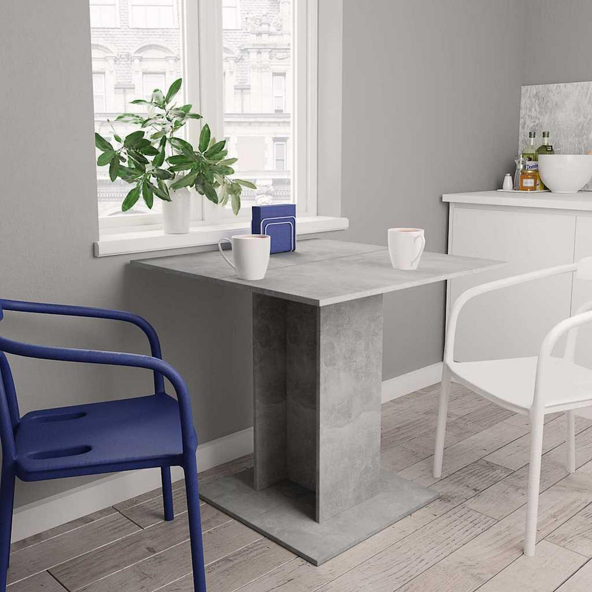 ESSTISCH Betongrau 80x80x75 cm Holzwerkstoff - Hellgrau, Holzwerkstoff (80/80/75cm) - furnicato
