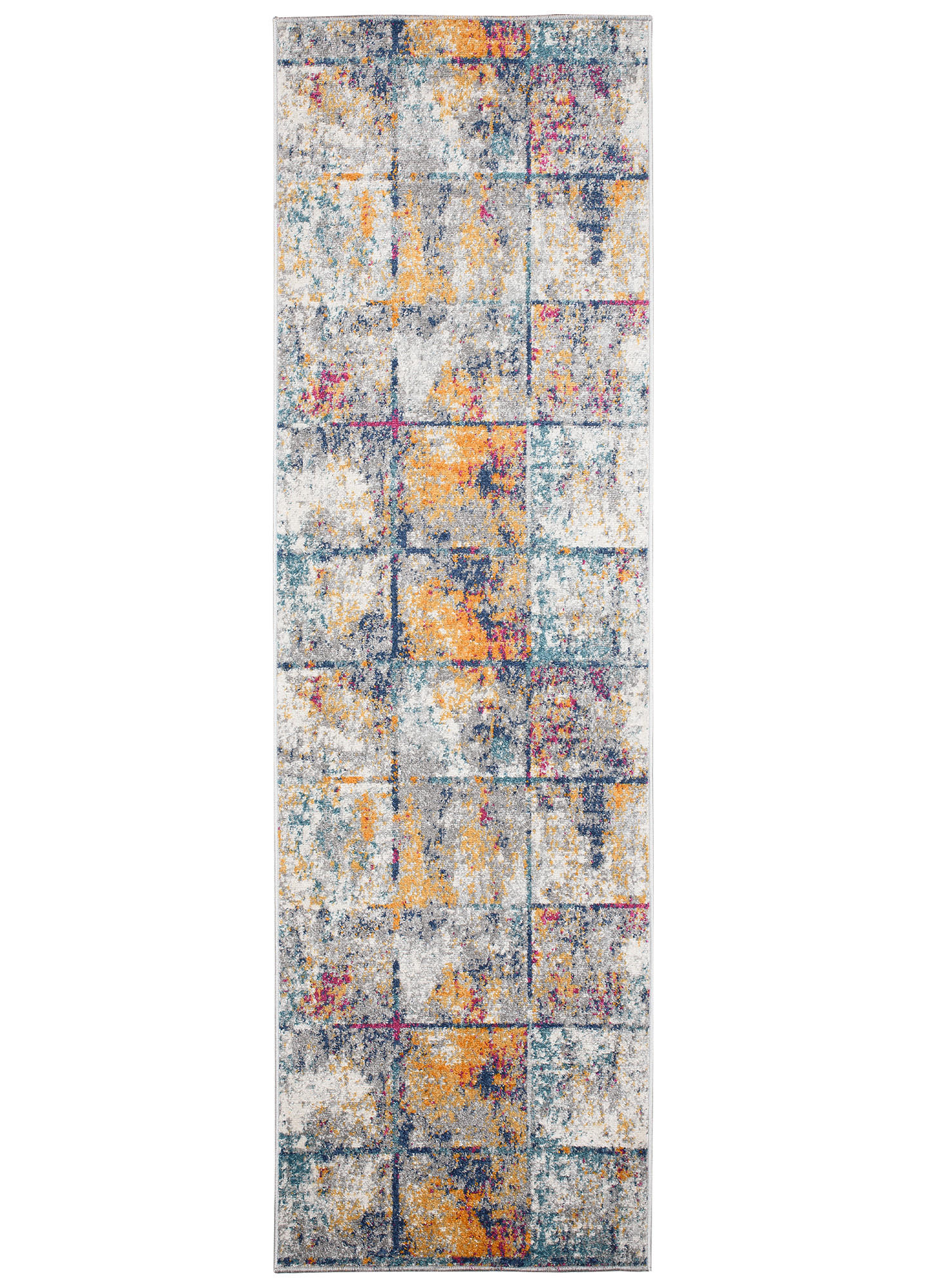 TEPPICHLÄUFER LAZUR Weiß Dunkelblau 70/1200 cm - Multicolor, Textil (70/1200cm) - Tapiso