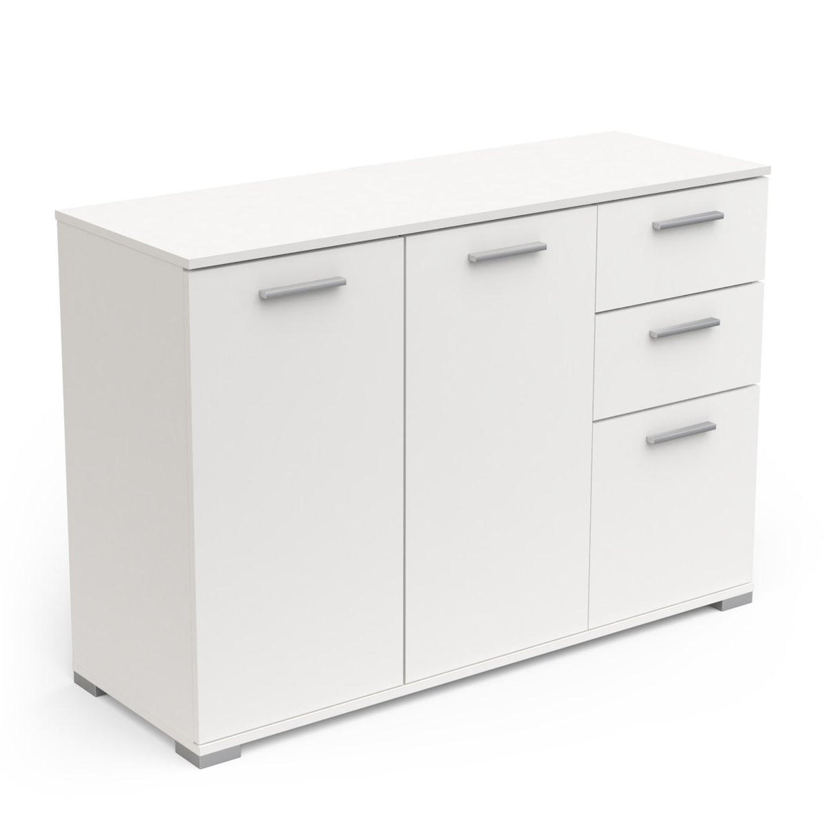 SIDEBOARD 2+1 Türen und 2 Schubladen H82,4 cm - IZZY - Weiß, Holzwerkstoff (41.9/82.4/119.6cm) - Calicosy