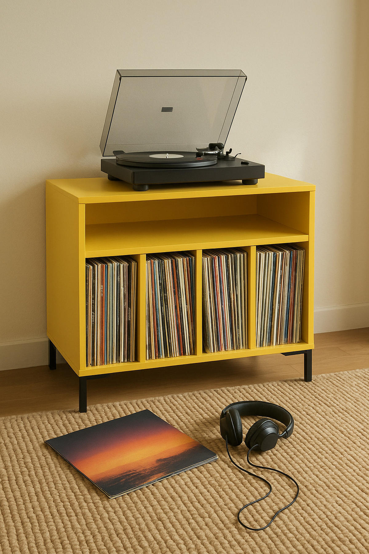 SCHRANK für Schallplatten gelb BOWIE - Gelb, Holzwerkstoff (40/63/70cm) - RNT By Really Nice Things