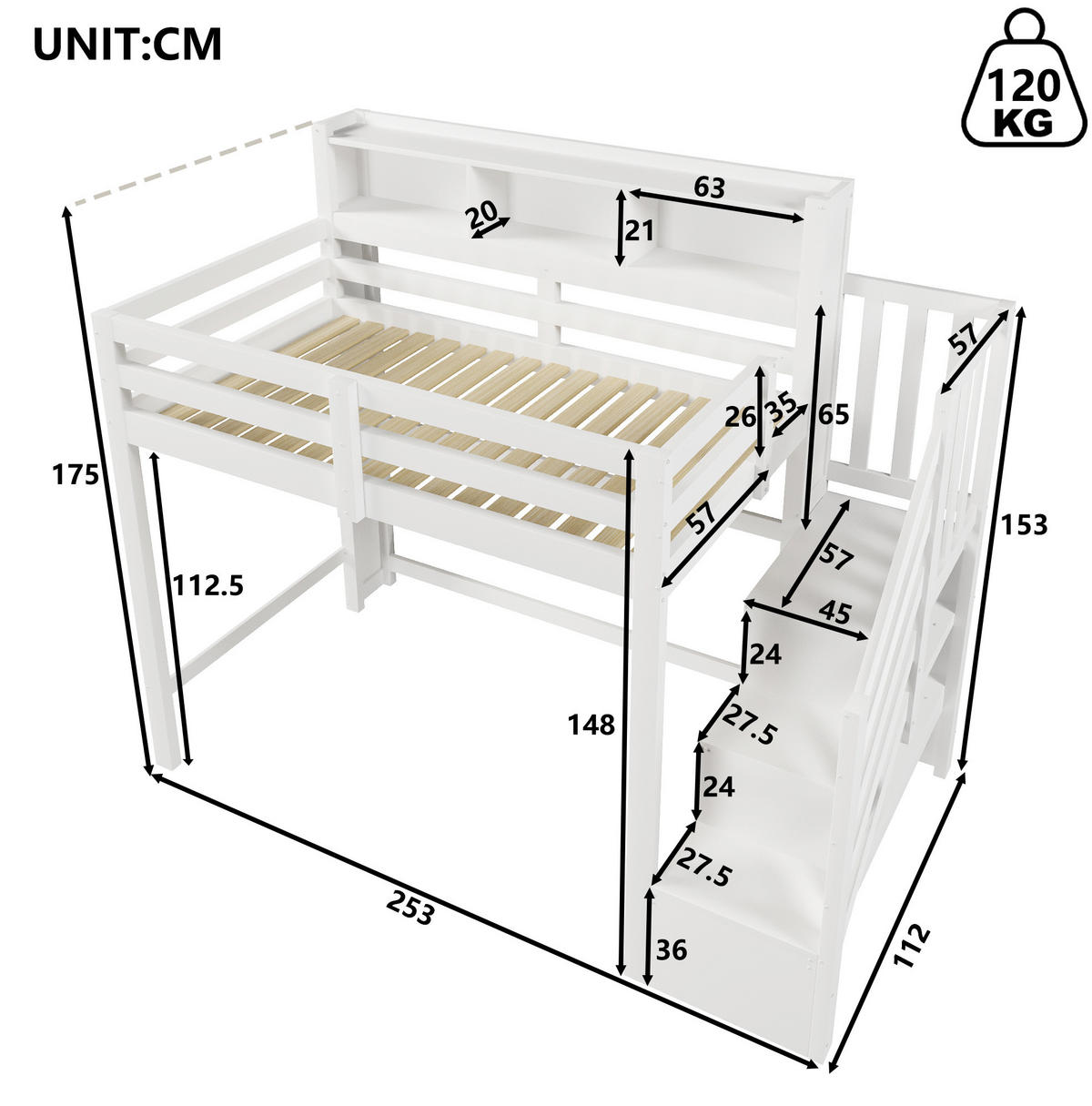 HOCHBETT 90/200 cm aus Kiefernholz mit LED-Leuchten, Weiß - Weiß, Holz (90/200cm) - OKMYHOME