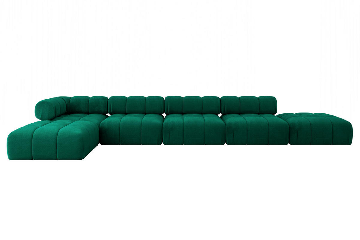 ECKSOFA modulares Sofa Kerru-L3 - 475x190x70 cm Dunkelgrün Velours - Dunkelgrün, Holzwerkstoff/Textil (475/190cm) - ALTDECOR