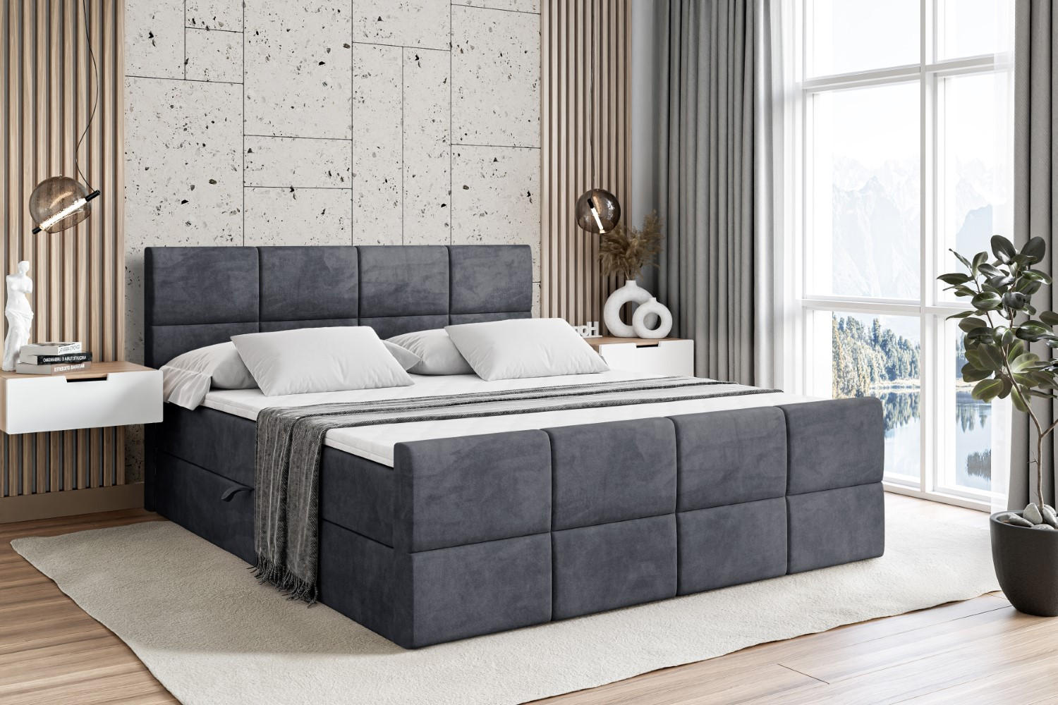 BOXBETT ARDENI-Z - 200x200 cm - H3 - Dunkelgrau - Dunkelgrau, Holzwerkstoff (200/200cm) - ALTDECOR