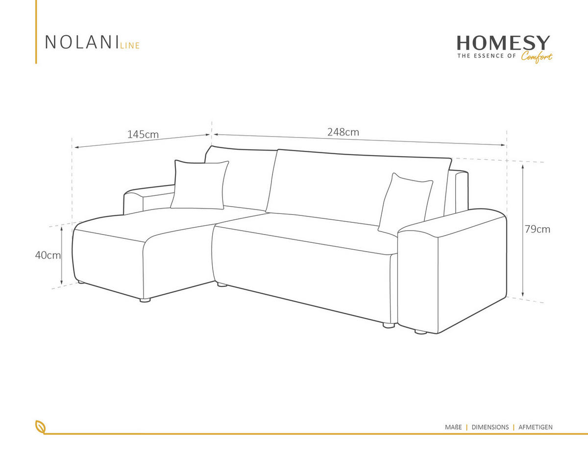 ECKSOFA Nolani mit Schlaffunktion & Bettkasten – Modern & Bequem - Türkis, Kunststoff (248/145cm) - Homesy