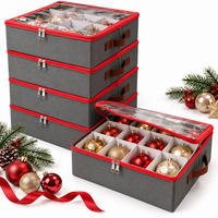 AUFBEWAHRUNGSBOX Grau 4er-Set für Weihnachtskugeln - Grau, Wellpappe/Kunststoff (32.5/36/32.5cm) - Relaxdays