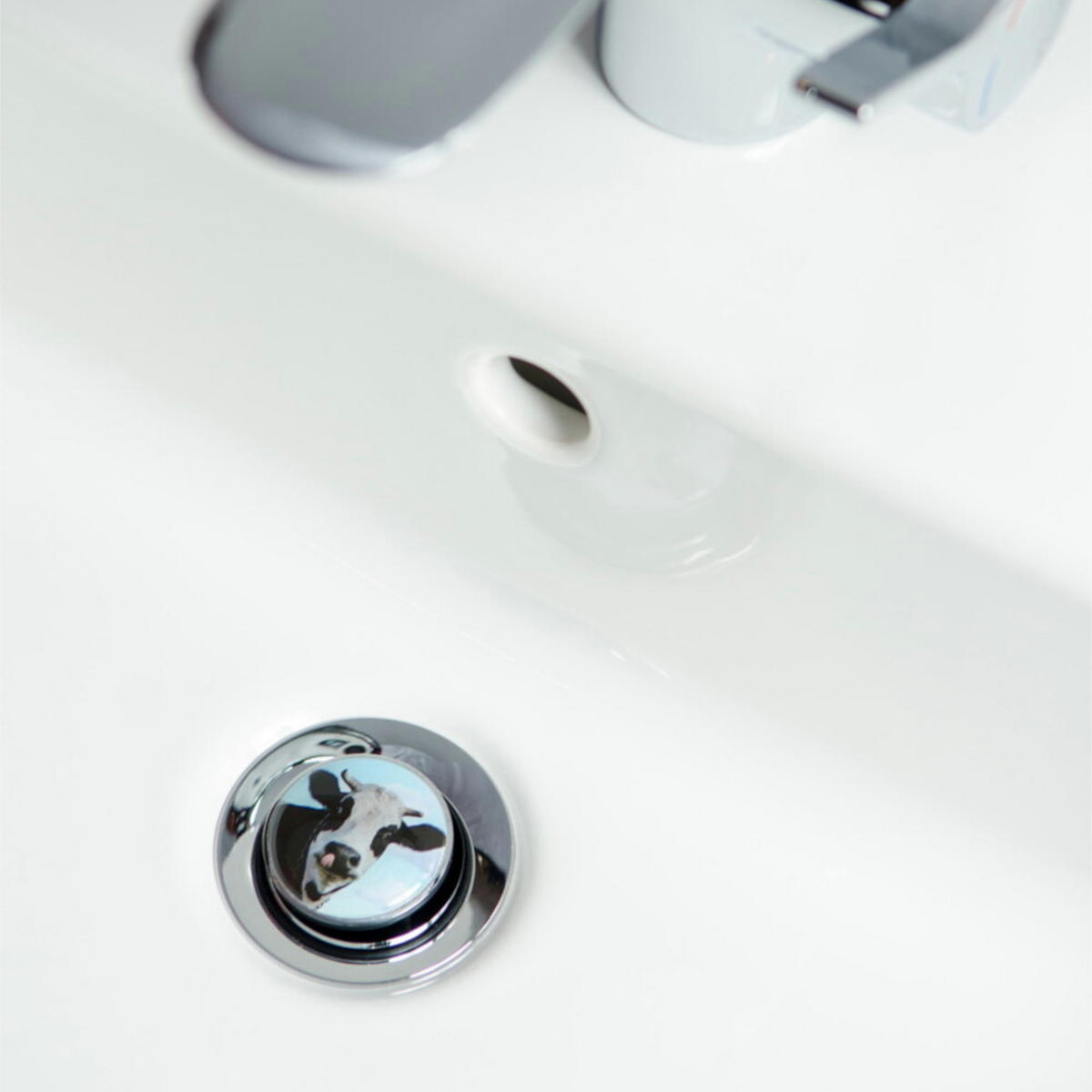 WASCHBECKENSTÖPSEL Kuh - Schwarz, Kunststoff/Metall (4/7/7cm) - Sanilo